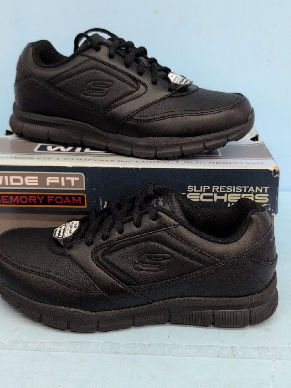 Skechers Work Relaxed Wide Fit Nampa Wyola Sneakers Women Shoes US 9 Black